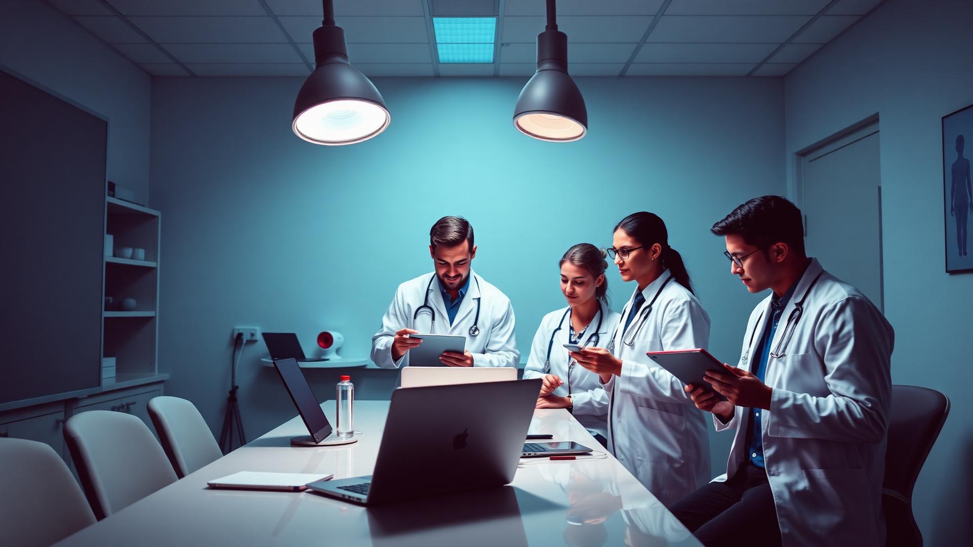 Equipe médica e de marketing digital